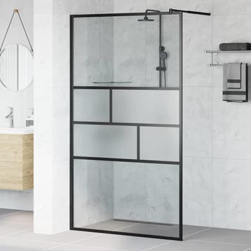 vidaXL Inloopdouchewand Zwart 115 x 195 x 0,5 cm Glas en, Verzenden