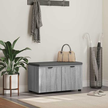 vidaXL Hallenbank met kussen met plank Grijze Sonoma 80 x 38, Verzenden