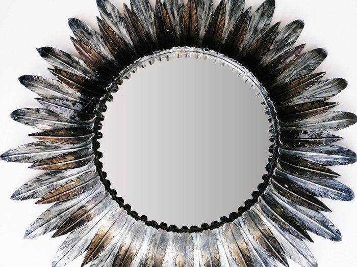 Wandspiegel - Kristal, IJzer - Zonnespiegel – 66 cm, Antiek en Kunst, Curiosa en Brocante