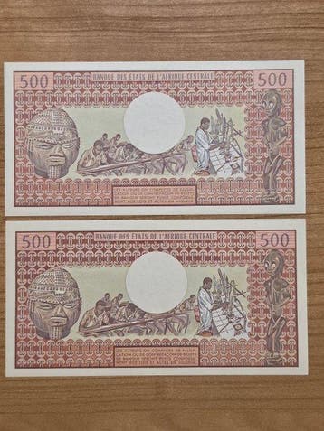 Cameroun. - 2 x 500 Francs 1993 - Pick 15d (Sans prix de