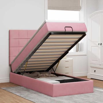 vidaXL Ottoman bed met matrassen 80x200cm fluweel roze, Verzenden