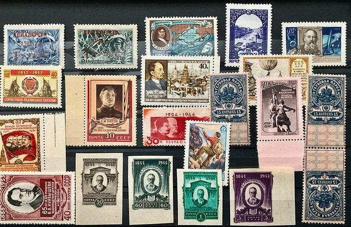 Rusland 1889/1958 - Vier steekkaarten met grotendeels, Timbres & Monnaies, Timbres | Europe | Autre