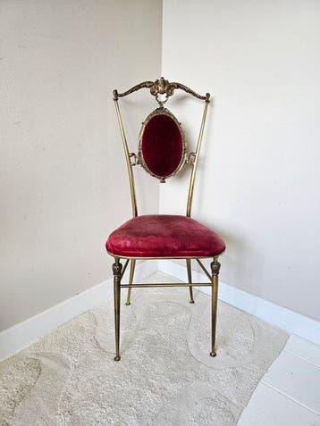 Chaise - Laiton, Velours - Chaise élégante en laiton italien