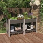 vidaXL Plantenbak verhoogd met schap 150x50x75 cm HKC grijs, Verzenden, Nieuw