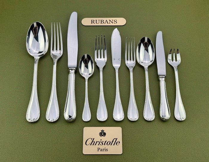 Christofle - Tafelservies voor 12 (127) - Linten -, Antiek en Kunst, Antiek | Meubels | Tafels