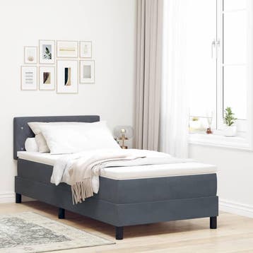 vidaXL Boxspring bed met matras Donkergrijs 90 x 190 cm, Verzenden