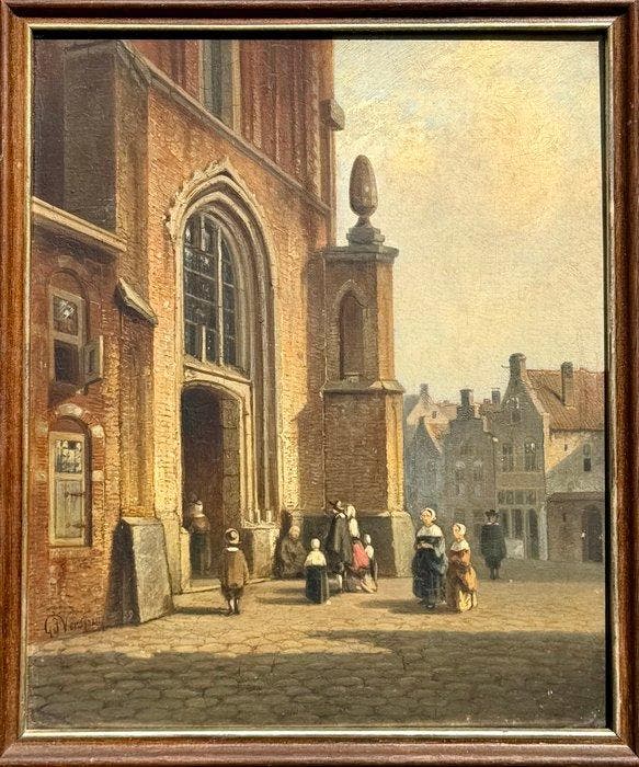 Gijsbert Johannes Verspuy (1823-1862) - Gouda Town Scene, Antiek en Kunst, Kunst | Schilderijen | Klassiek