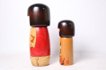 Usaburo Kokeshi - Pop Kantsubaki and Neko Yanagi Kokeshi Set