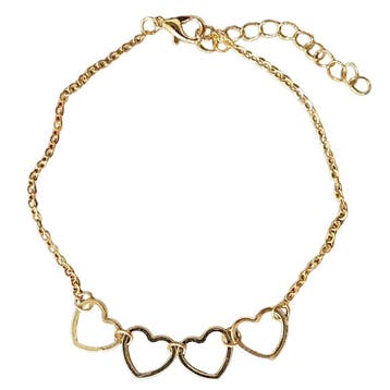 Fako Bijoux - Enkelbandje - Enkelsieraad - Hartjes Quattro -, Bijoux, Sacs & Beauté, Verzenden