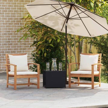 vidaXL Stoel 2 Stuk Bruin en Crème 65 x 60 x 76,5 cm Massief, Verzenden, Nieuw