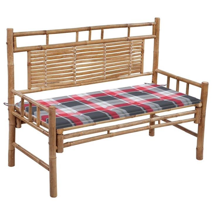 vidaXL Tuinbank met kussen 120 cm bamboe, Tuin en Terras, Tuinsets en Loungesets, Nieuw, Verzenden