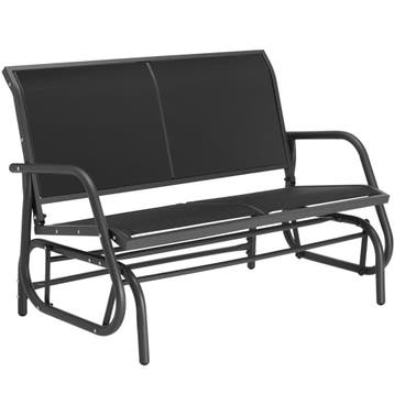tectake Schommelbank Greta 2-zitter 121x72x86,5cm - zwart, Verzenden, Nieuw
