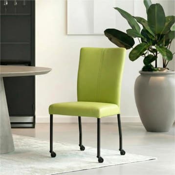Set van 8 Leren eetkamerstoelen Deal - Toledo Lime, Ophalen of Verzenden, Nieuw, Leer