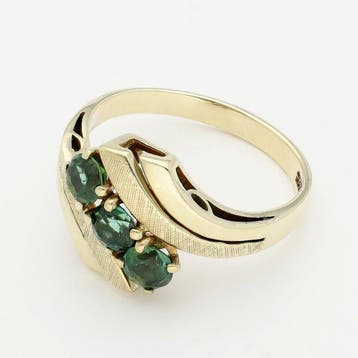 Ring - 14 karaat Geel goud - Smaragd, Nieuw