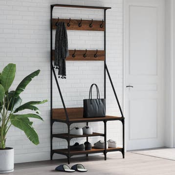 vidaXL Kledingrek met schoenenrek 80x40x184 cm bruin, Verzenden, Nieuw