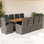 vidaXL 11-delige Tuinset met kussens poly rattan grijs, Verzenden, Nieuw, Tuinset