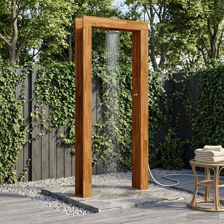 vidaXL Buitendouche 226 cm Massief acaciahout en roestvrij, Tuin en Terras, Zwembaden, Nieuw, Verzenden