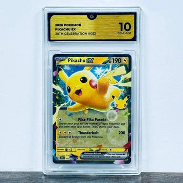 Pokémon Graded card - Pikachu ex 053 - 30th Anniversary –