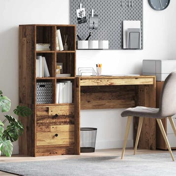 vidaXL Bureau Oudhout 135,5 x 40 x 127 cm 2 st, Verzenden