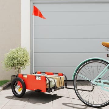 vidaXL Fietstrailer oxford stof en ijzer oranje, Verzenden, Nieuw