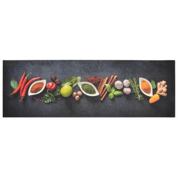 vidaXL Keukenmat wasbaar kruidenprint 60x180 cm fluweel, Verzenden, Nieuw