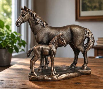 sculptuur, Majestic Mare & Foal Bronze Effect Sculpture