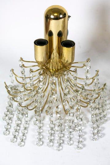 Wandkandelaar (2) - Messing, Glas - wandlamp met twee lampen