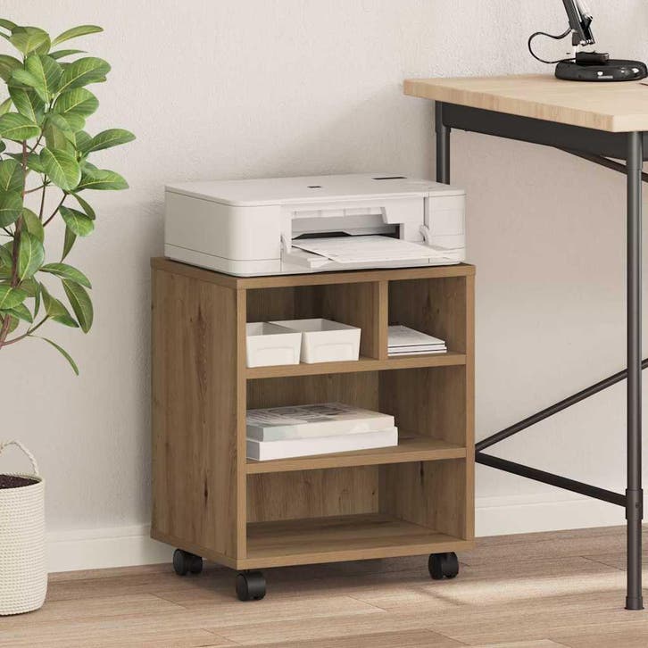 vidaXL Printerstand met opslag artisanaal eikenkleurig 41 x, Informatique & Logiciels, Imprimantes, Envoi