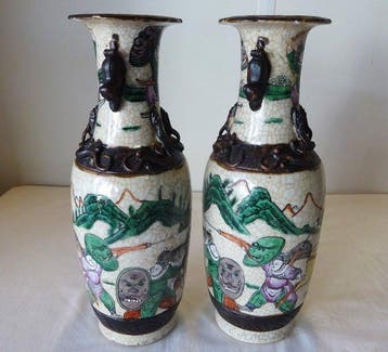Vaas (2) - Chinese Nanking (Nanjing) porseleinen vazen, Antiek en Kunst