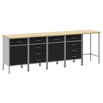 vidaXL Werkkast Set met lade met opslag met slot 5 pcs Zwart, Verzenden, Nieuw