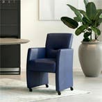 Set van 6 Leren eetkamerstoelen Pleasure - Toledo Kobalt, Ophalen of Verzenden