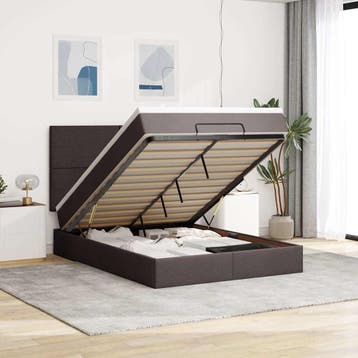 vidaXL Ottoman bed met matras 140x200cm stof donkerbruin, Verzenden, Nieuw
