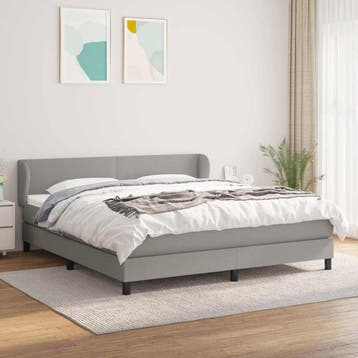 vidaXL Boxspring met matras stof lichtgrijs 180x200 cm, Verzenden, Nieuw