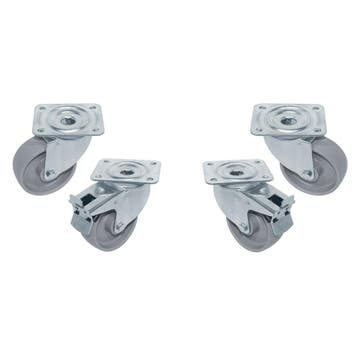 Kit van 4 "verzinkte" zwenkwielen voor tafels, 2 met rem, Verzenden, Nieuw in verpakking, Koelen en Vriezen