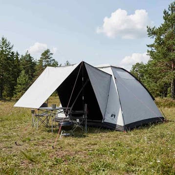 vidaXL Kamperen tent 4-persoons Wit Blackout Polyester en, Verzenden, Nieuw