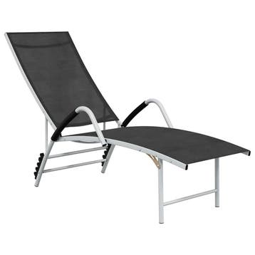 vidaXL Ligbed textileen en aluminium zwart, Tuin en Terras, Ligbedden, Verzenden, Nieuw