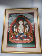 Tibetaanse thangka van Chenrezig (Avalokiteshvara) –, Antiek en Kunst