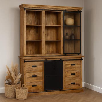 Buffetkast Mangohout Milan 160 Recht, Maison & Meubles, Armoires | Buffets, Verzenden