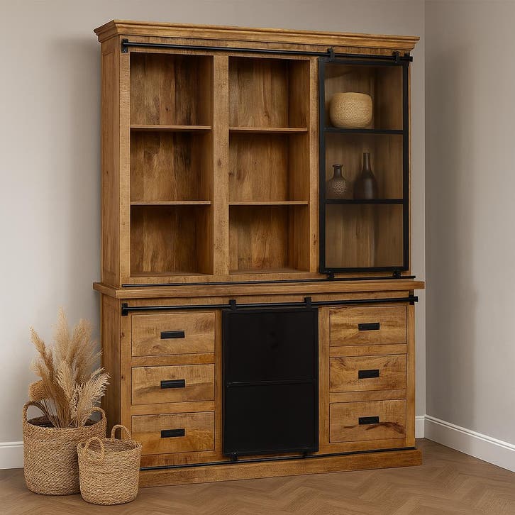 Buffetkast Mangohout Milan 160 Recht, Maison & Meubles, Armoires | Buffets, Envoi