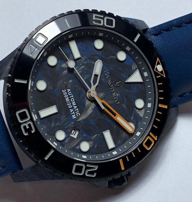 Tecnotempo - Automatic - Case & Dial Forged Carbon - Blue, Handtassen en Accessoires, Horloges | Heren