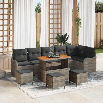 vidaXL Tuinbank Set 10 st 9-Aantal zitplaatsen Grijs, Verzenden