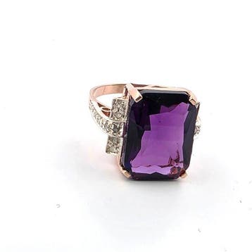 Zonder minimumprijs - Ring - 9 kt. Roségoud, Zilver Spinel -, Nieuw