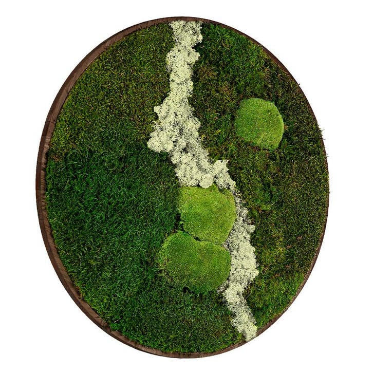 Mosschilderij Rond 100 cm Donker Eiken - Uppsala Latte, Huis en Inrichting, Woonaccessoires | Lijsten, Verzenden