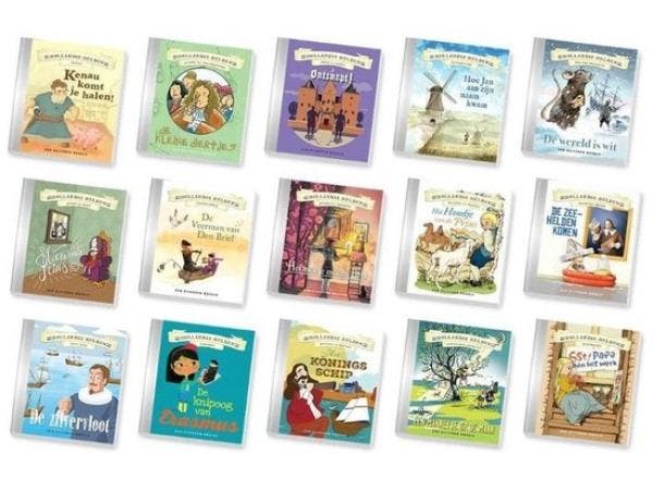Veiling - Hollandse Helden zilveren kinderboekjes set (15-de, Livres, Livres pour enfants | Jeunesse | Moins de 10 ans