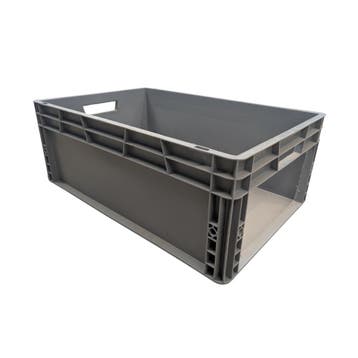 Magazijnbak met grijpopening 600x400x225 mm grijs pp, Ophalen of Verzenden