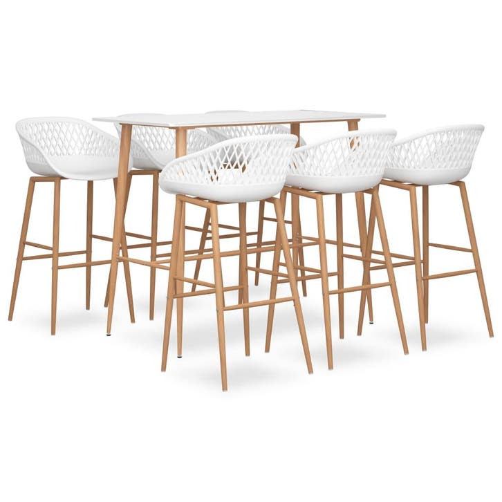 vidaXL 7-delige Barset wit, Huis en Inrichting, Complete eetkamers, Nieuw, Verzenden