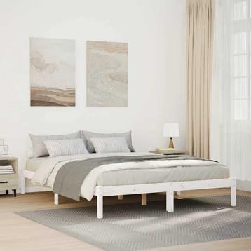 vidaXL Bedframe extra lang zonder matras grenenhout wit, Huis en Inrichting, Verzenden, Nieuw