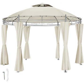 tectake Tuinpaviljoen Siana Ø 3.5m - crème, Tuin en Terras, Partytenten, Verzenden, Nieuw