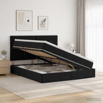 vidaXL Opslag bed met matras met hoofdeinde Zwart 160 x 200, Huis en Inrichting, Verzenden, Nieuw
