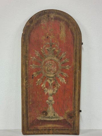 Porte de tabernacle - 58 cm - Bois polychrome - 1800-1850